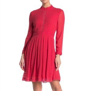 AllSaints Lilith Coral Red Long Sleeve Mini Dress - Size 4